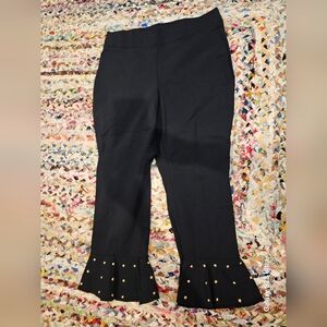 INC International Concepts Black Capris with Gold Accents New W/o Tags